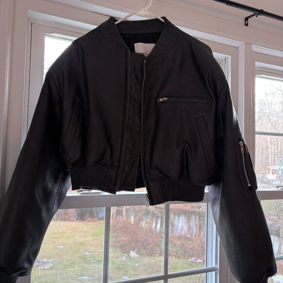 Frankie Shop Cropped Faux Leather Jacket - Picture 8 of 12